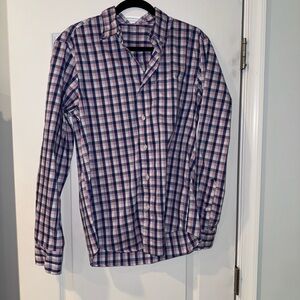 J. Crew Pink and Blue Casual Button Down Shirt